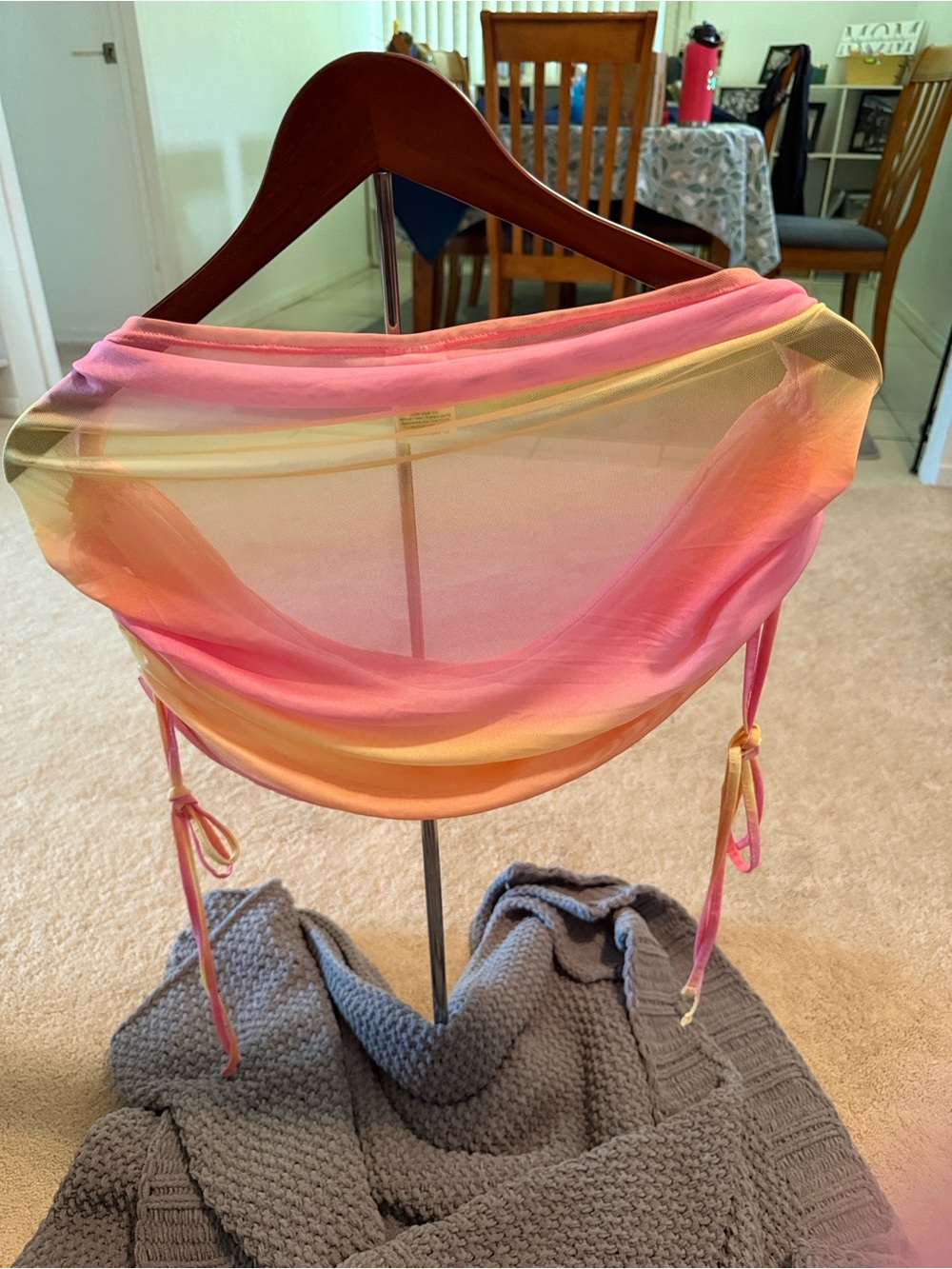 NWOT Wm’s XL Wild Fable Sheer Ombre Coverup. Pink to Yellow Tie-Side Top